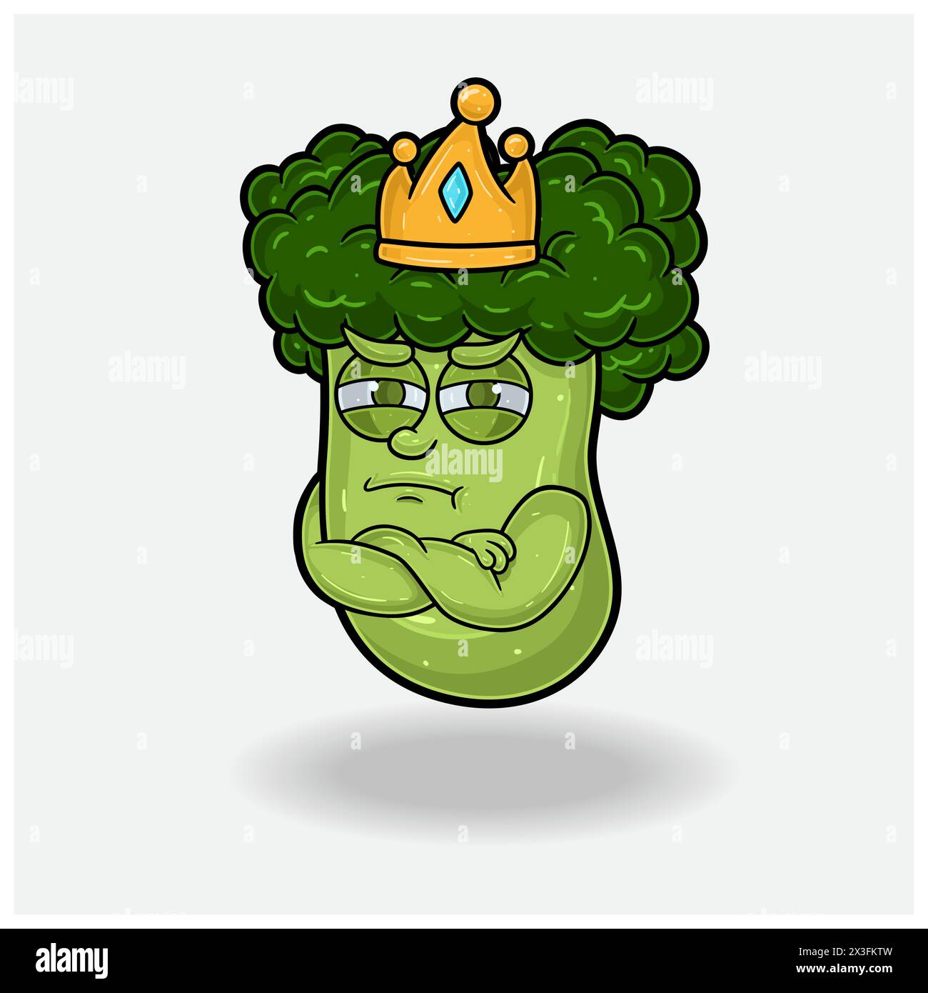Broccoli Mascot Cartoon con un'espressione gelosa. Illustrazioni vettoriali Illustrazione Vettoriale