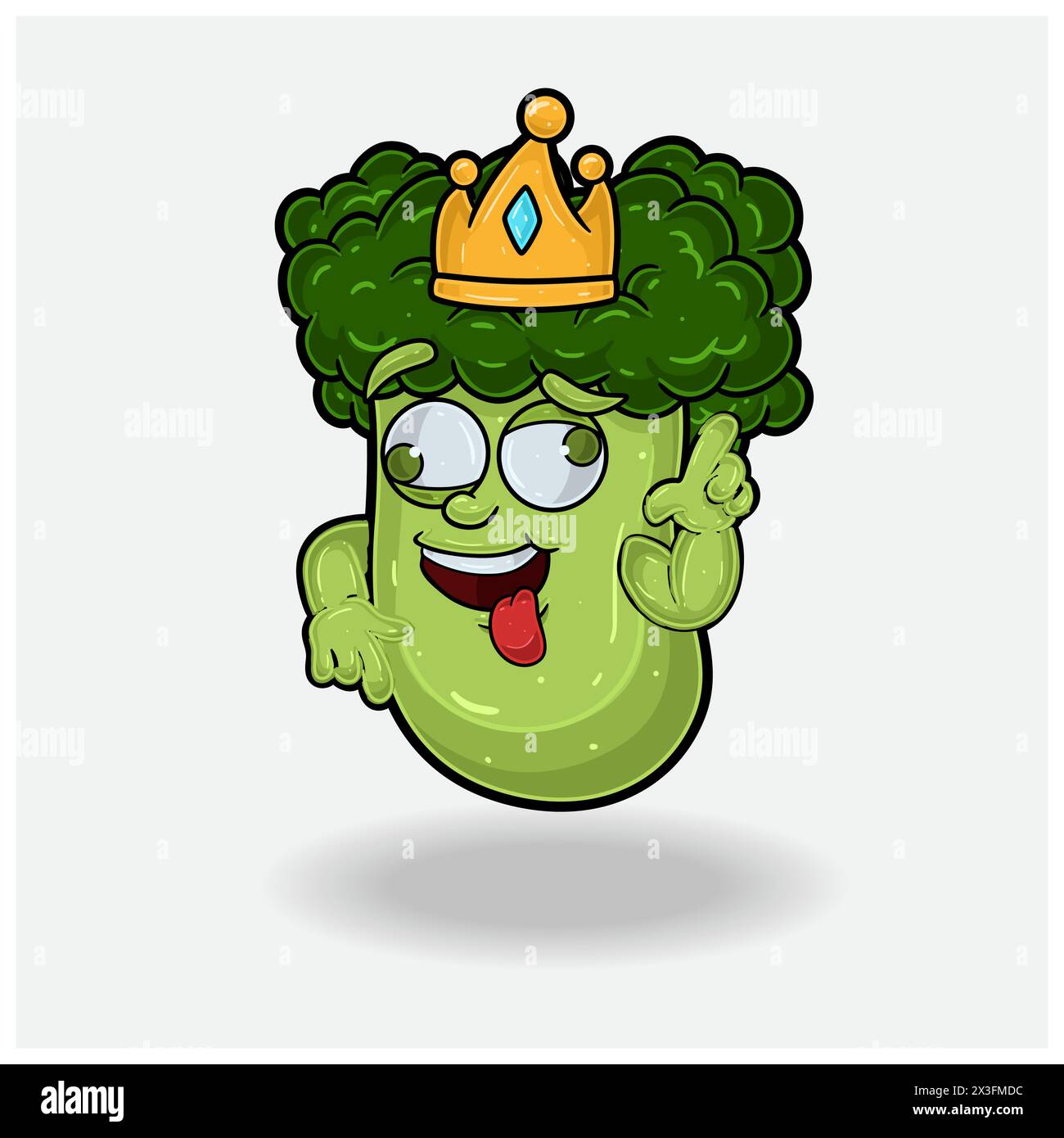 Broccoli Mascot personaggio Cartoon con espressione pazza. Illustrazioni vettoriali Illustrazione Vettoriale