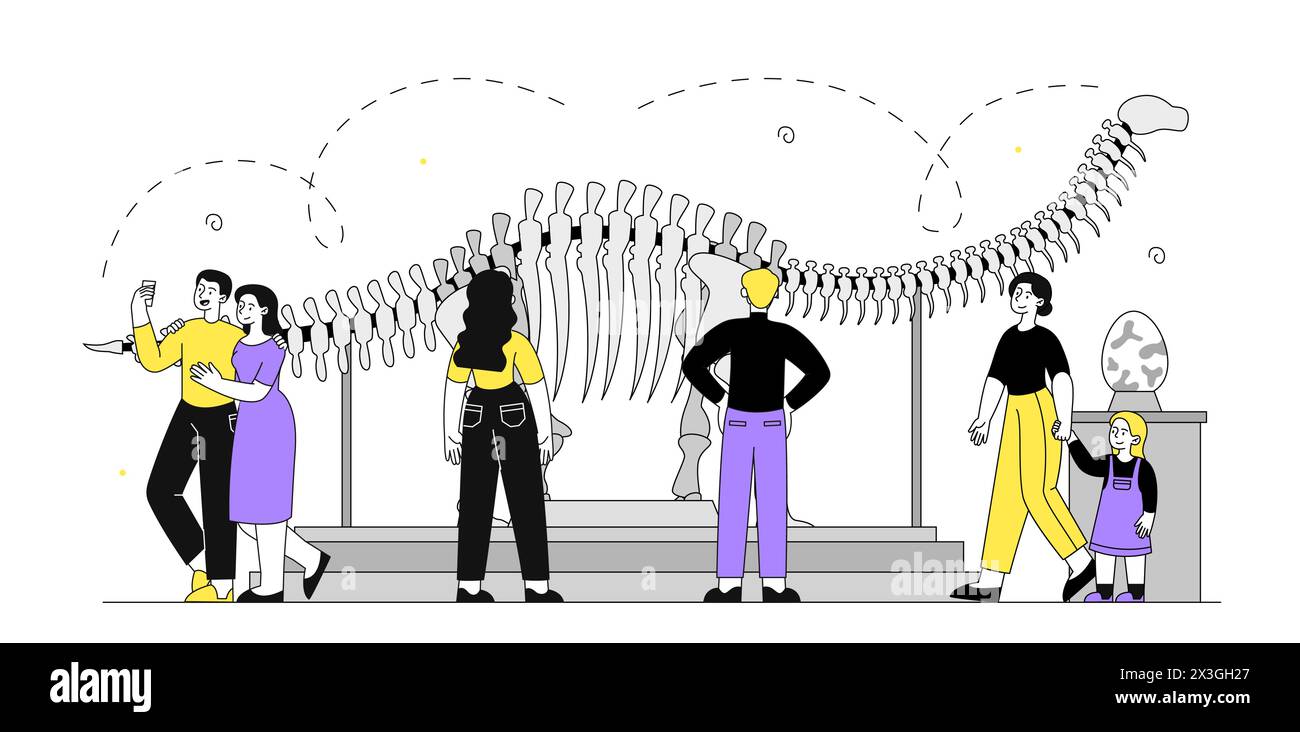 Le persone nel vettore museale sono semplici Illustrazione Vettoriale