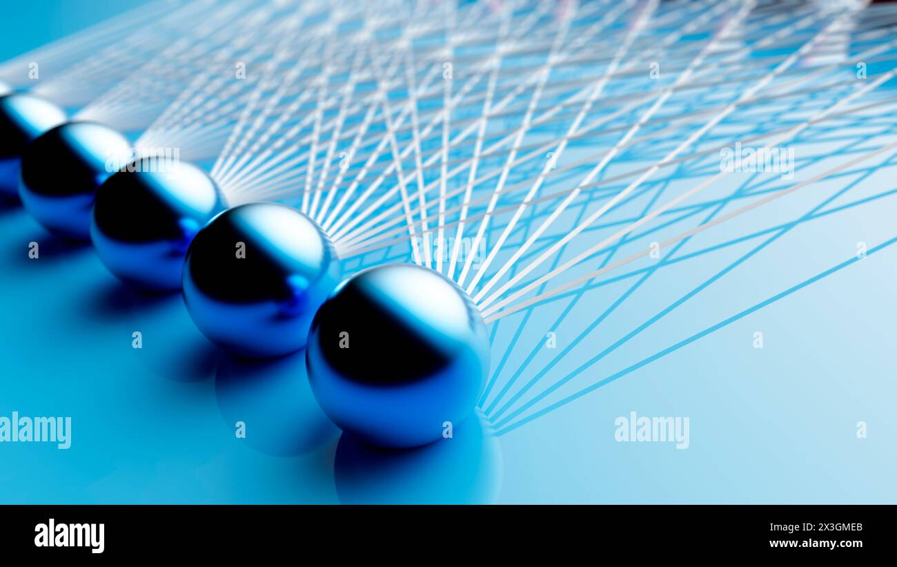 Livelli di rete neurale dell'intelligenza artificiale, illustrazione concettuale. Foto Stock