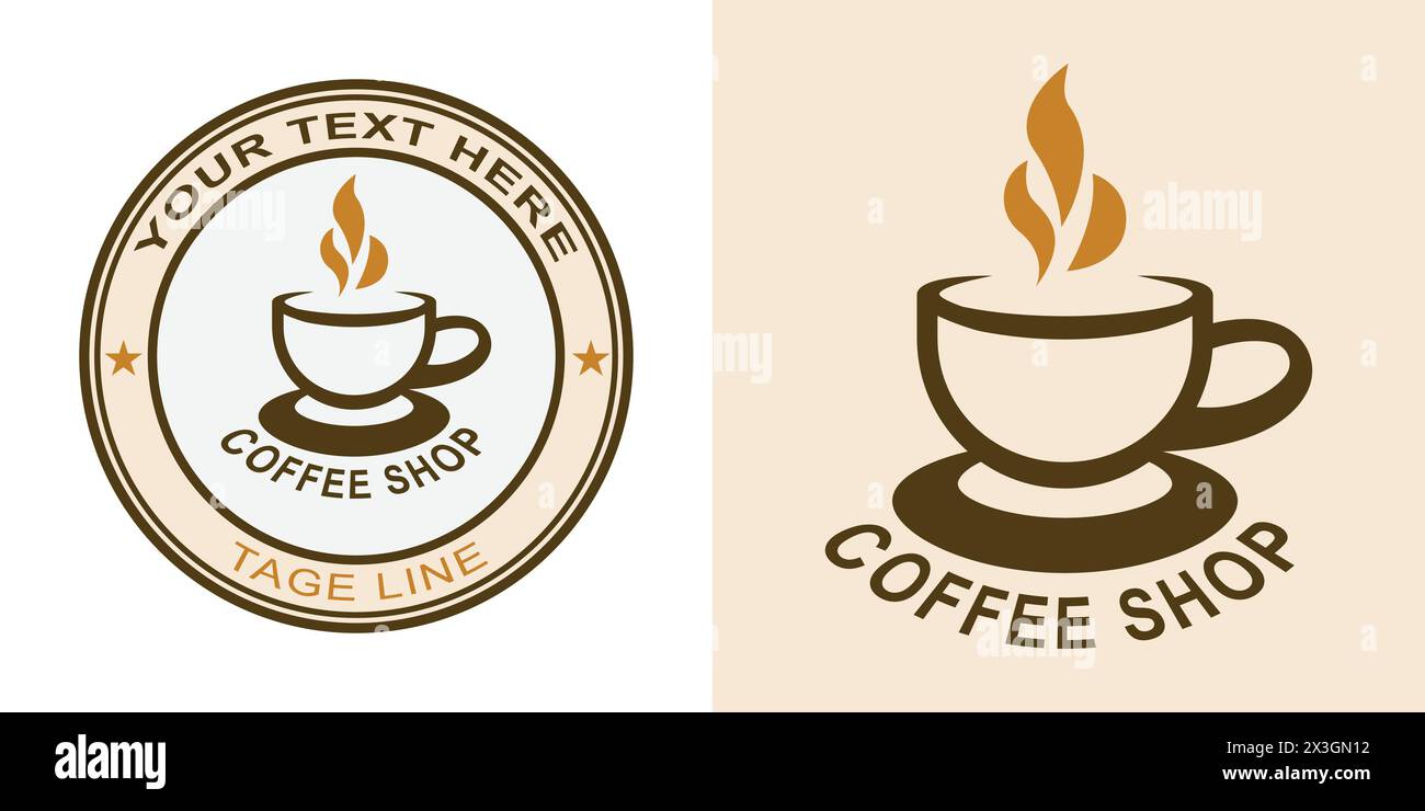 Logo del caffè. design delle tazze da caffè. adatto per il logo di una caffetteria, un caffè, un caffè e molto altro. Semplice design modificabile Illustrazione Vettoriale