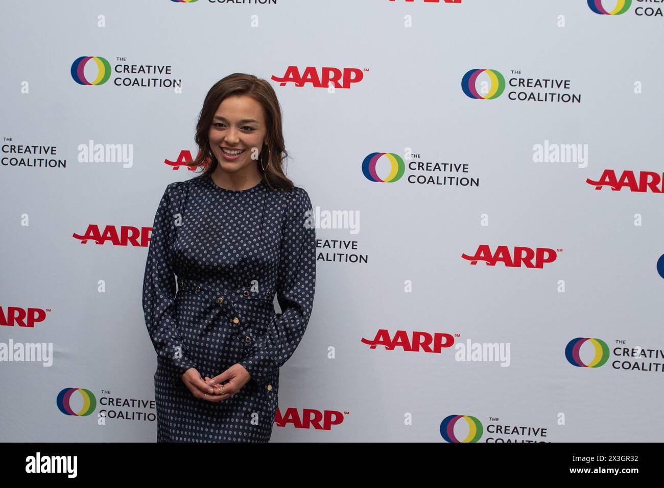 Midori Francis partecipa alla cena di beneficenza "Right to Bear Arts" della Creative Coalition presso il Madison Hotel a Washington DC il 26 aprile 2024. (Foto di Annabelle Gordon/Sipa USA) credito: SIPA USA/Alamy Live News Foto Stock