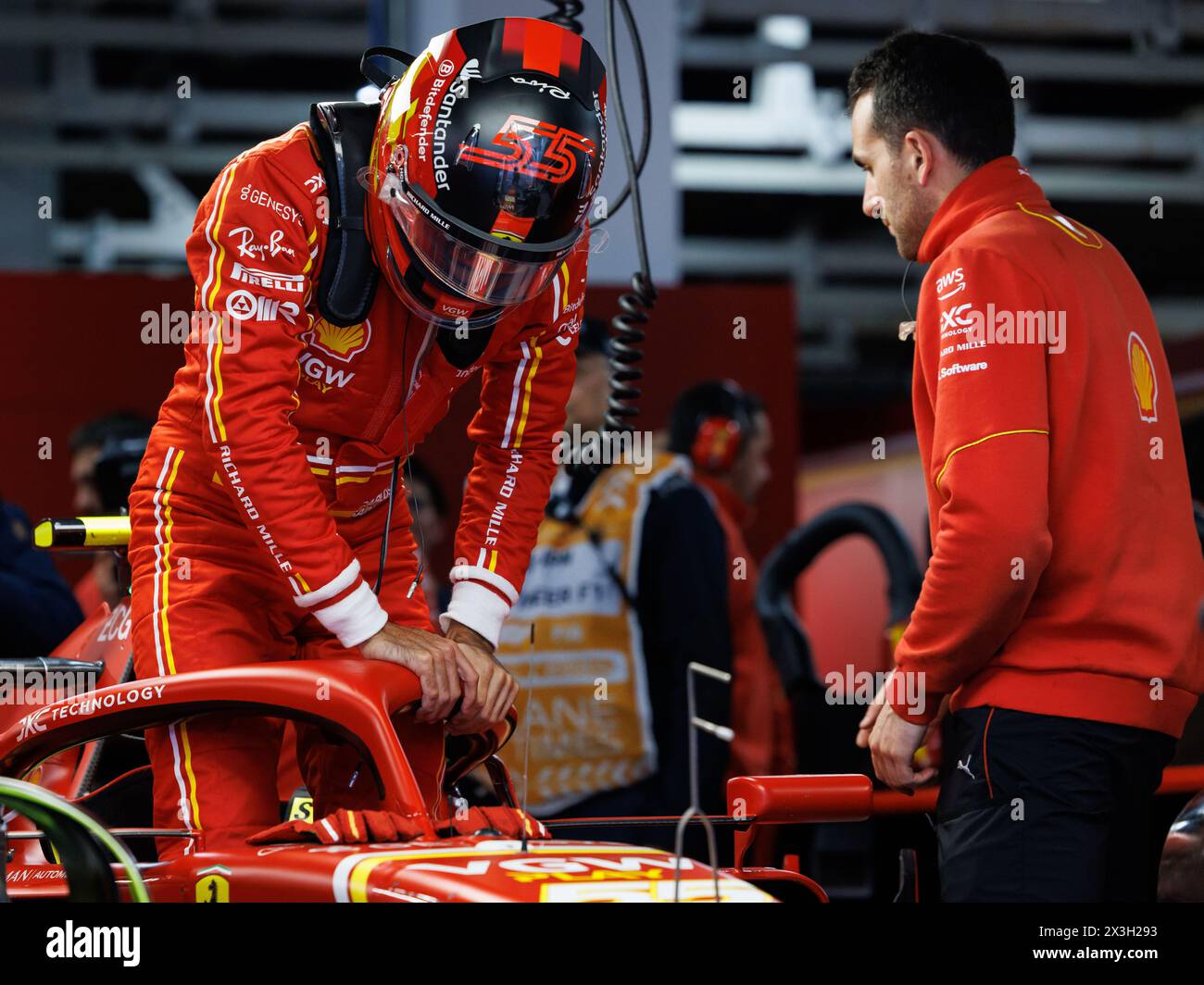 Circuito di Suzuka, 5 aprile 2024: Carlos Sainz (ESP) della Ferrari durante il Gran Premio di Formula 1 del Giappone 2024. Foto Stock