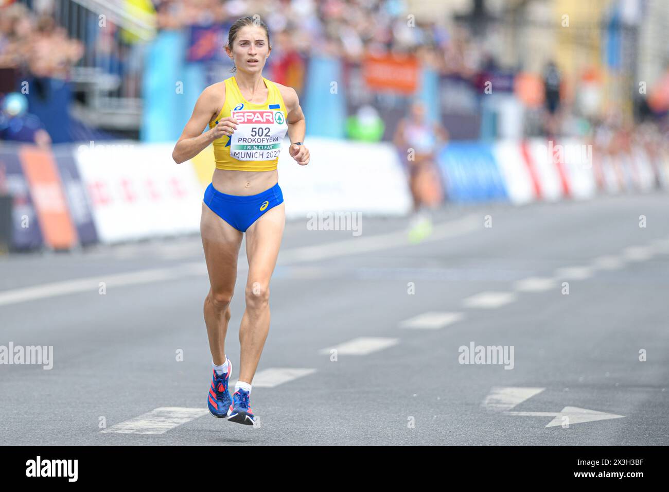Yevheniya Prokofyeva (Ucraina). Maratona femminile. Campionati europei di Monaco 2022 Foto Stock