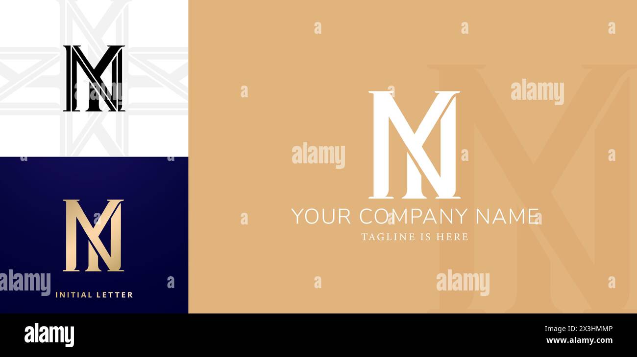 Design del logo a monogramma YN o NY elegante illustrazione vettoriale di stile per nome personale, azienda, moda, identità dell'azienda di branding Illustrazione Vettoriale