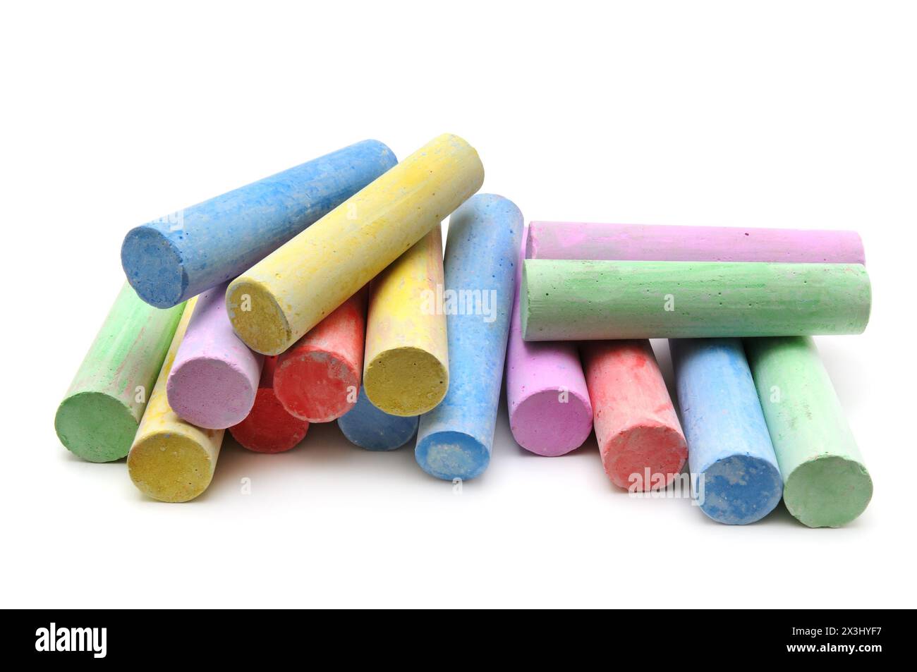 gesso multicolore isolato su bianco Foto Stock