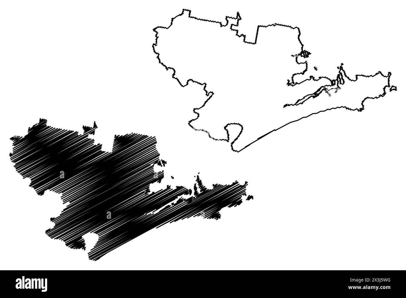 Port Stephens Council (Commonwealth of Australia, nuovo Galles del Sud, NSW) mappa illustrazione vettoriale, schizzo di scribble mappa di Port Stephens Illustrazione Vettoriale