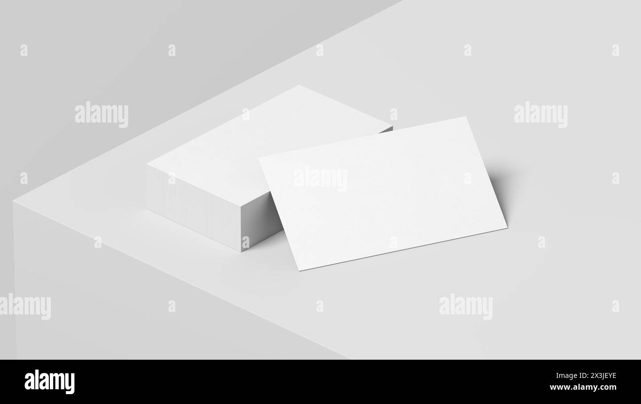 Modello di biglietto da visita. Colore bianco. 3,5 x 2 poll. 89 x 51 mm. illustrazione 3d. Foto Stock