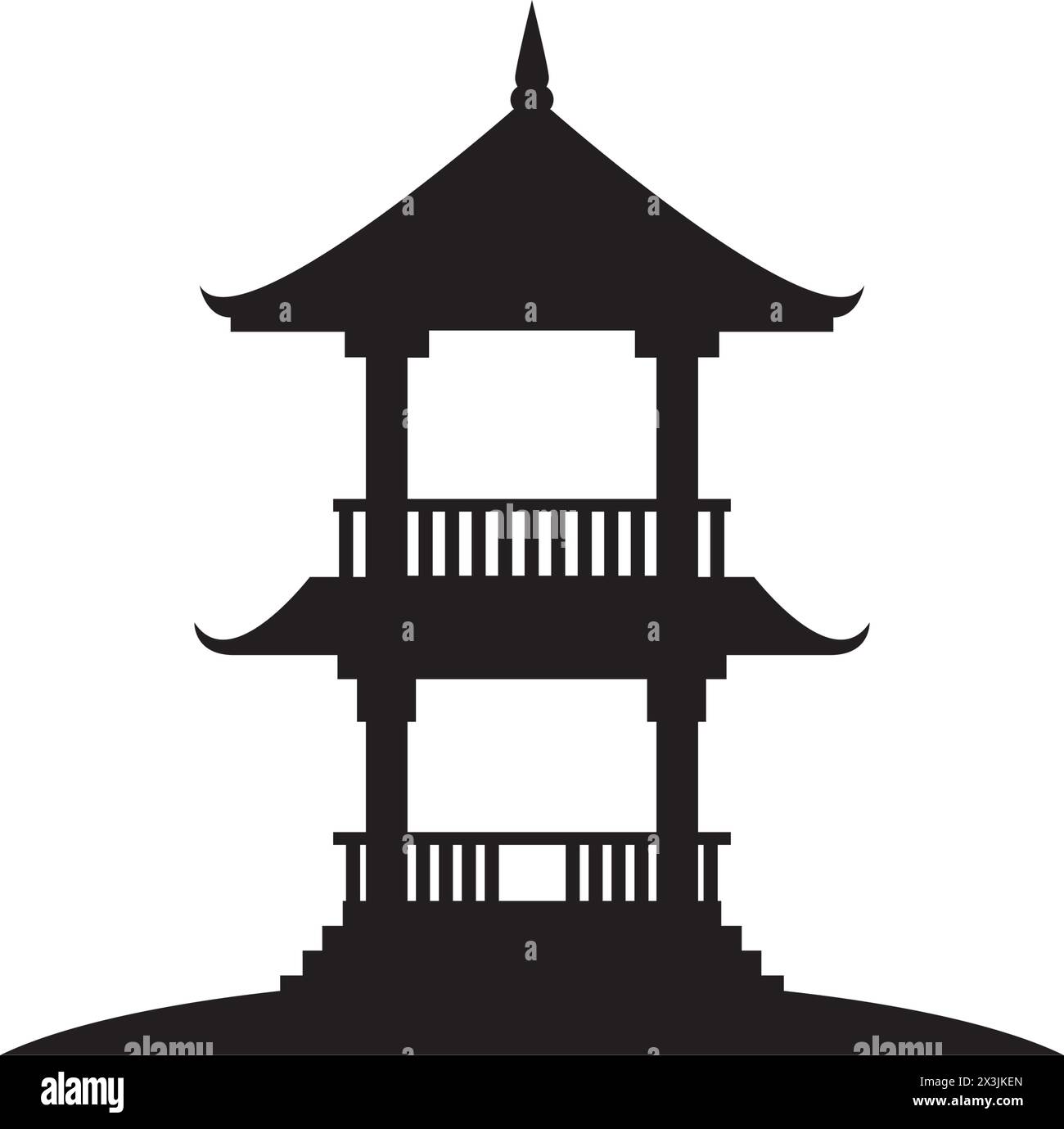 modello di disegno vettoriale con logo dell'icona del tempio della pagoda Illustrazione Vettoriale