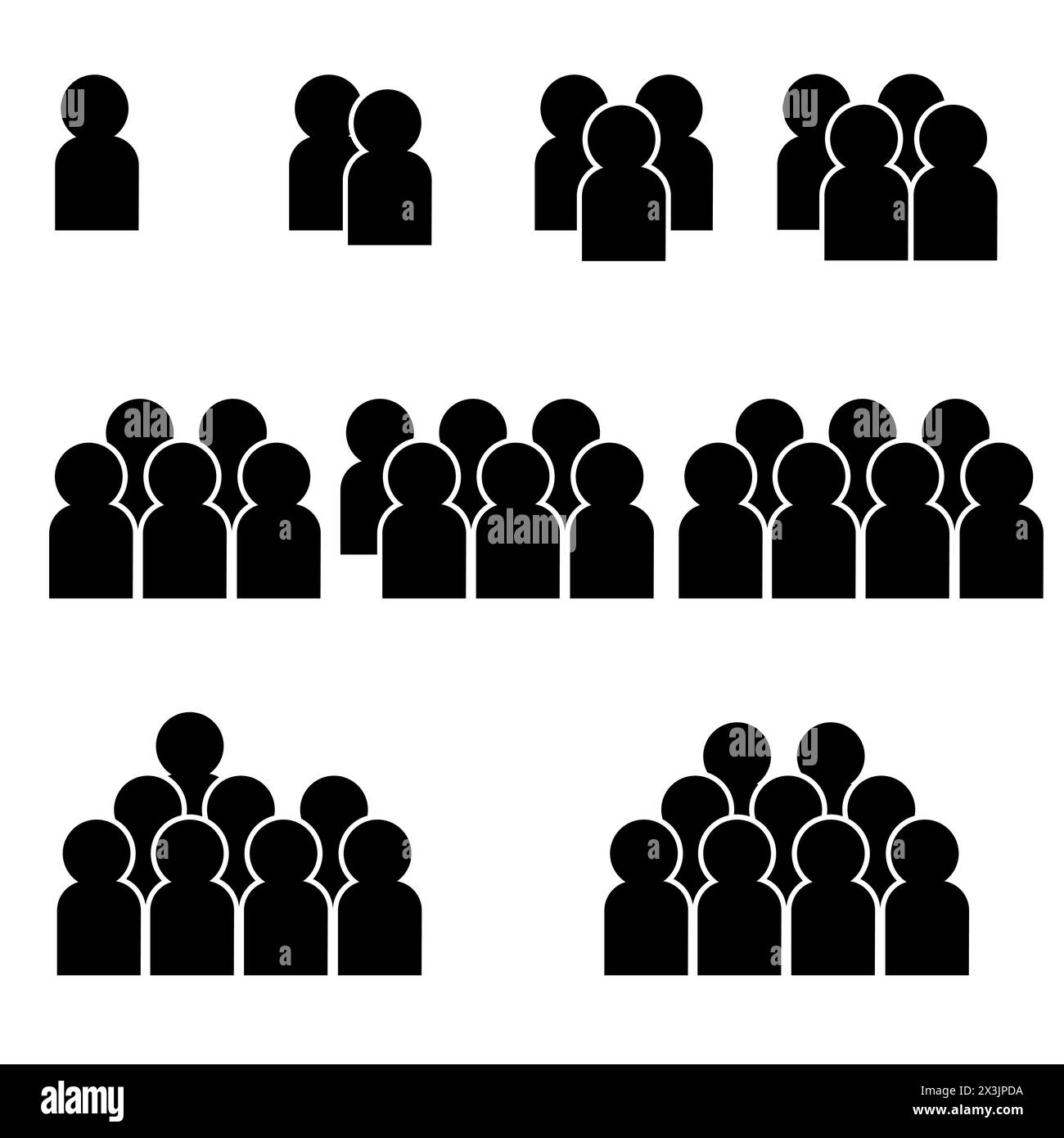 Persone, concetto di folla. Sagoma di gruppi di persone. Pittogramma Illustrazione Vettoriale