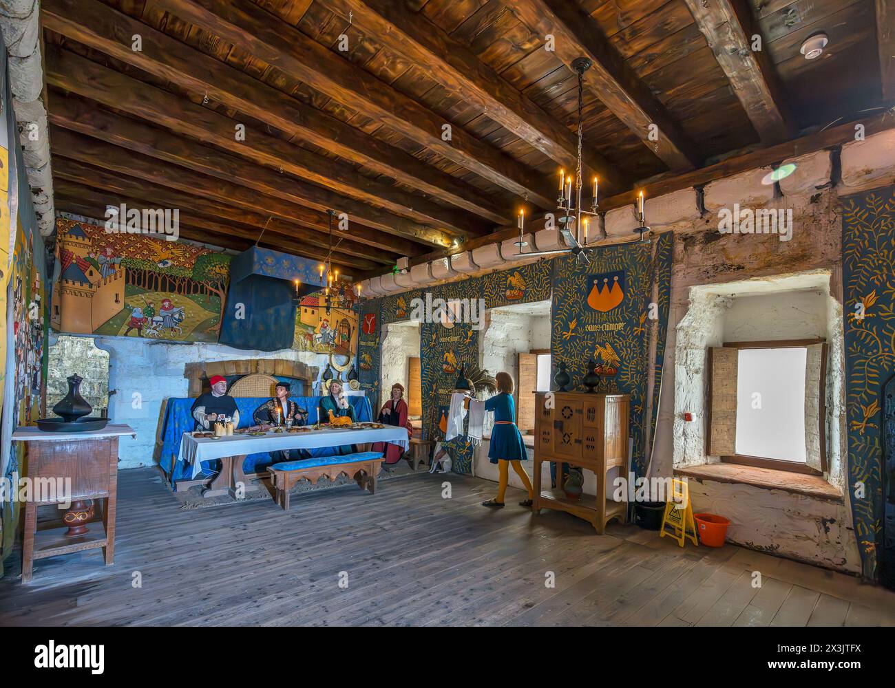 Banqueting Hall, Castle Rushen, Castletown, Isola di Man, Inghilterra, REGNO UNITO Foto Stock