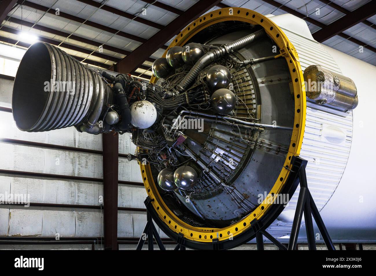 saturn v motore a razzo terzo stadio, centro spaziale johnson, houston, texas Foto Stock