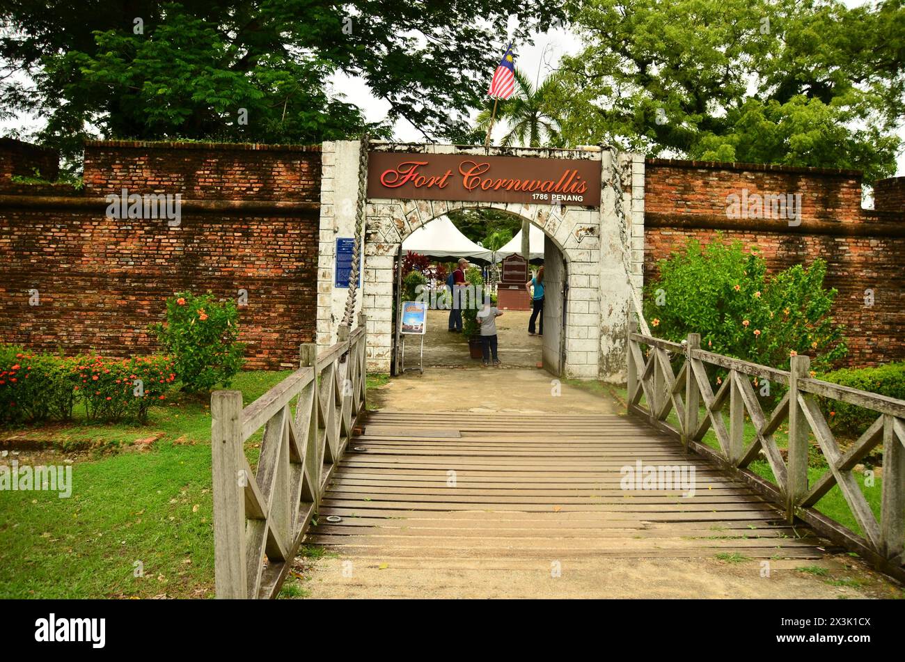 castello penang Malesia. Un vecchio forte britannico situato nella città di Benning, che ha cannoni per difendere la città Foto Stock