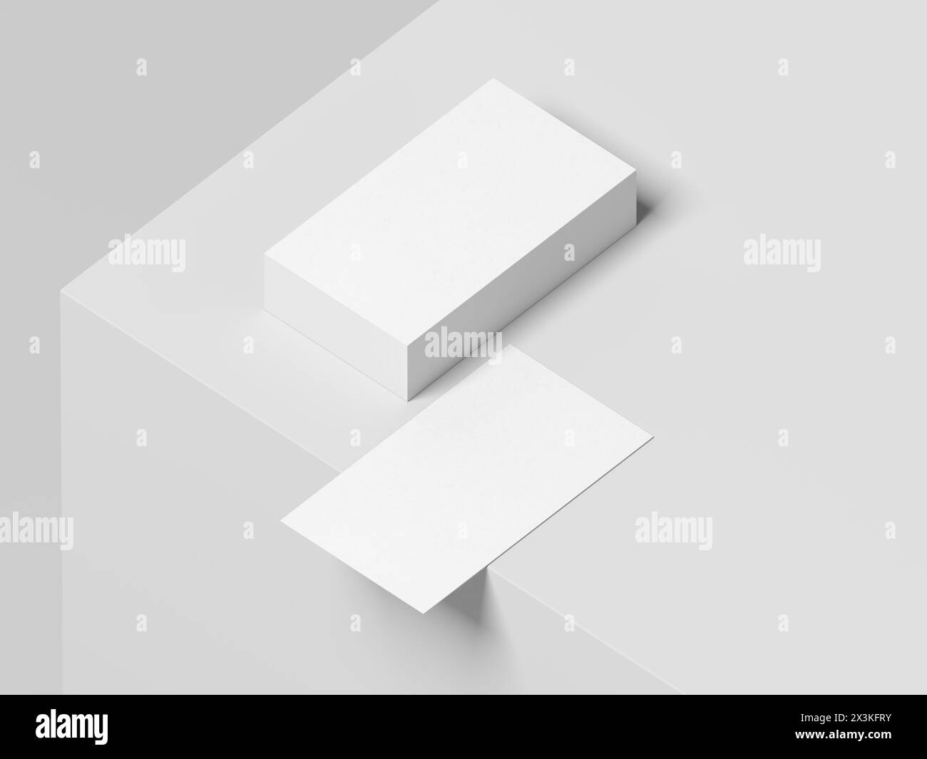 Modello di biglietto da visita. Colore bianco. 3,5 x 2 poll. 89 x 51 mm. illustrazione 3d. Foto Stock