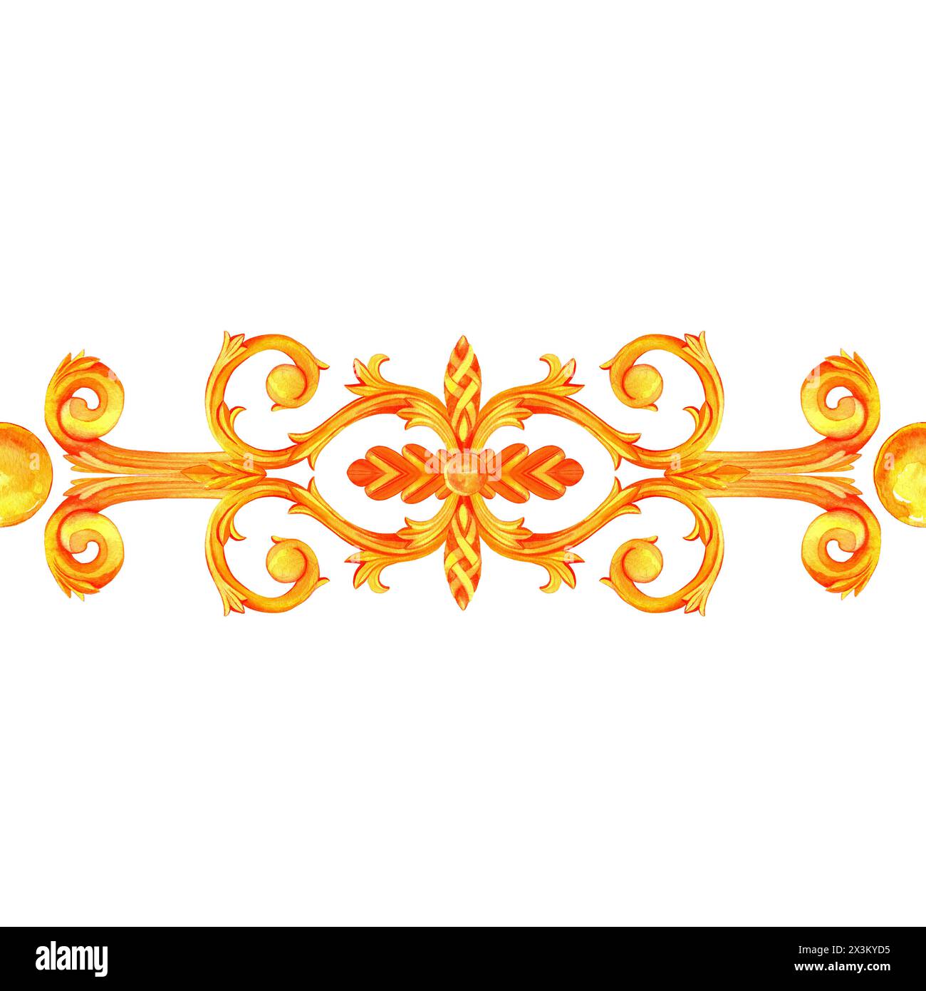 bordo monogramma ritorto senza cuciture disegnato ad acquerello per inviti e matrimoni Foto Stock