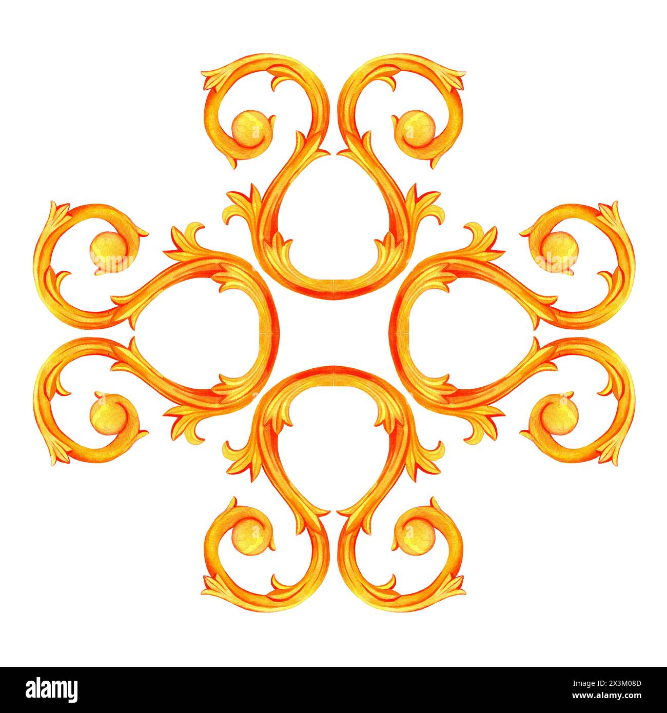 bordo monogramma ritorto senza cuciture disegnato ad acquerello per inviti e matrimoni Foto Stock