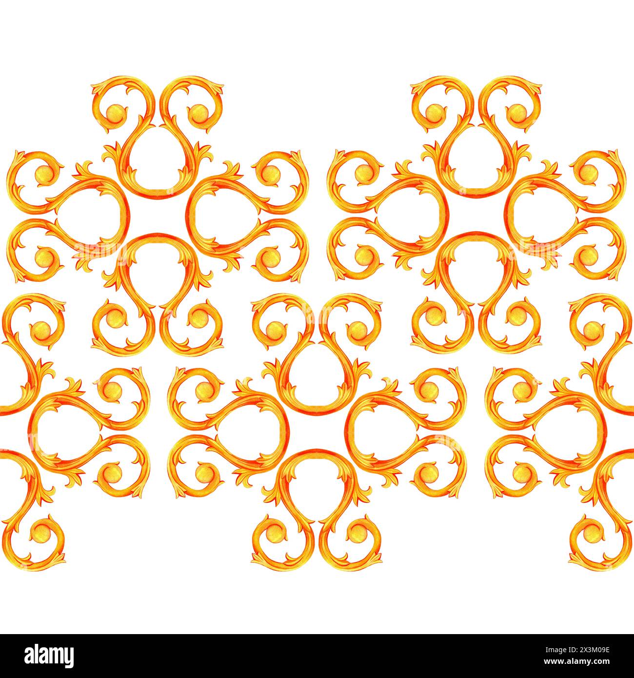 bordo monogramma ritorto senza cuciture disegnato ad acquerello per inviti e matrimoni Foto Stock