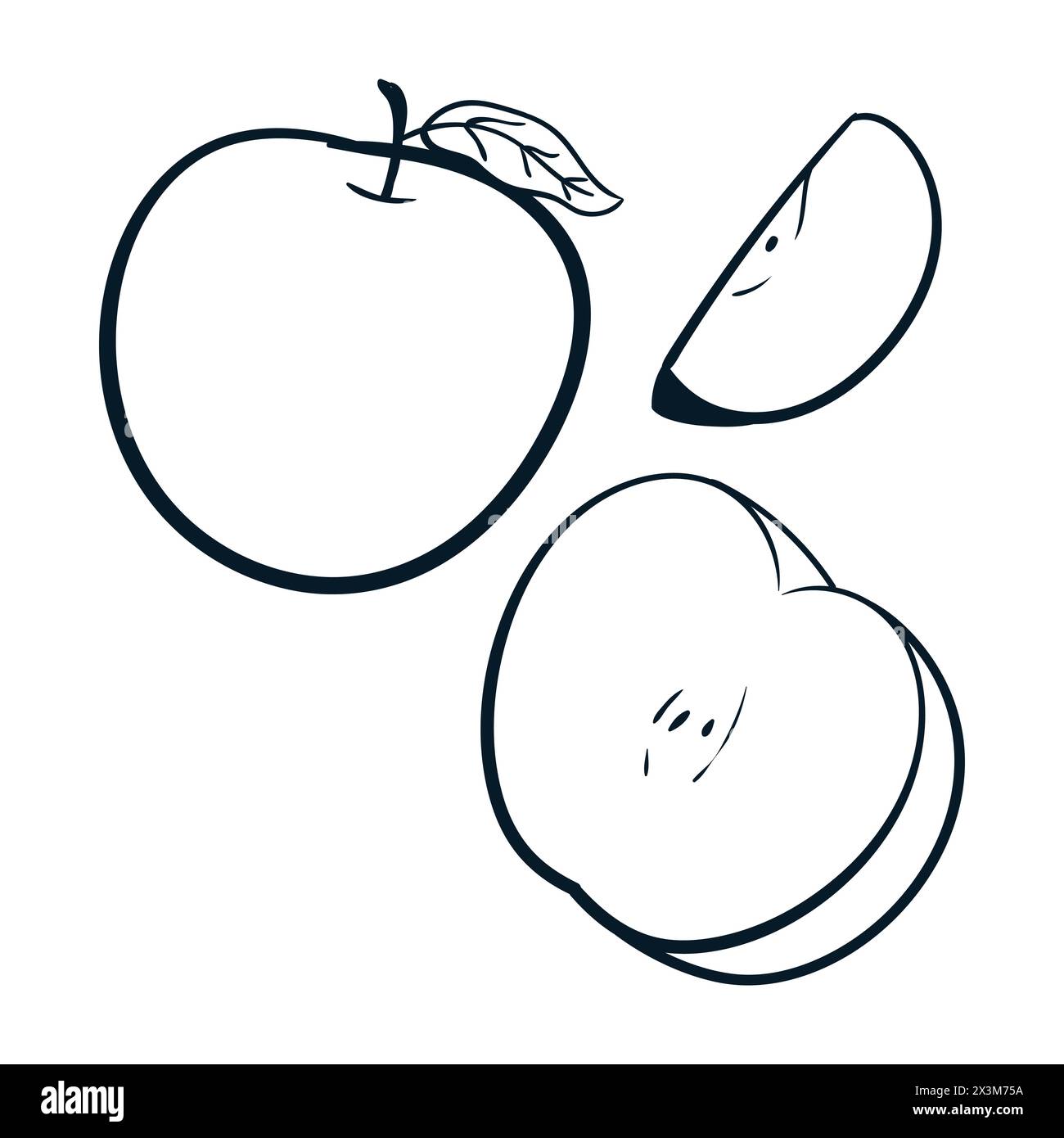 Set da disegno Apple Fruit icone Vector Apple Scribbles Doodle. Apple Vector Illustrazione Vettoriale