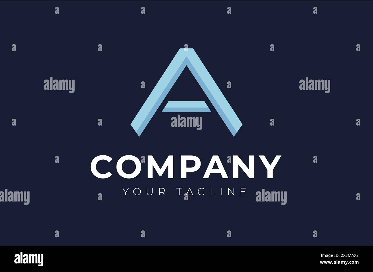 Lettera iniziale del logo creativo moderna ed elegante. Forme geometriche blu Illustrazione Vettoriale