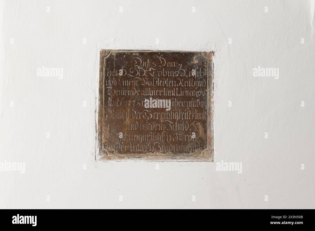 Sopron, Ungheria. Scheda con iscrizione del 1778 Foto Stock