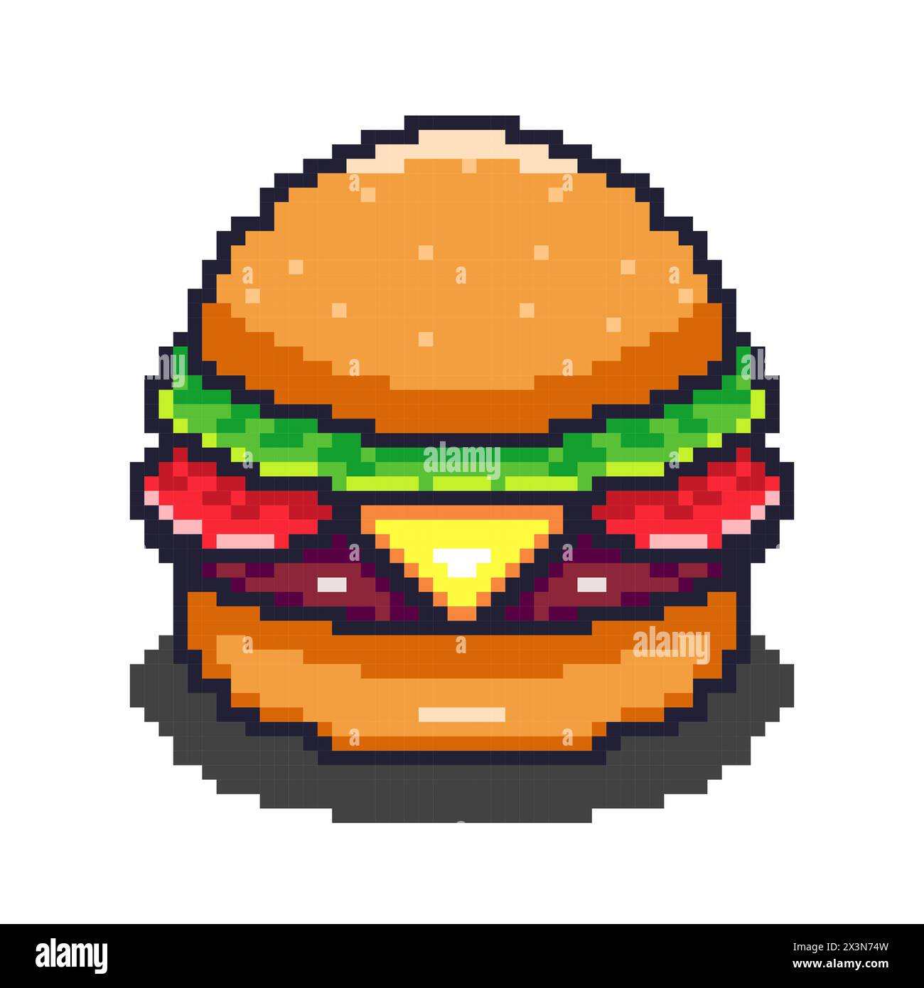 Illustrazione vettoriale di Burger con Pixel Art Design, perfetta per progetti a tema di risorse alimentari, perfetta per progetti a tema di risorse alimentari Illustrazione Vettoriale