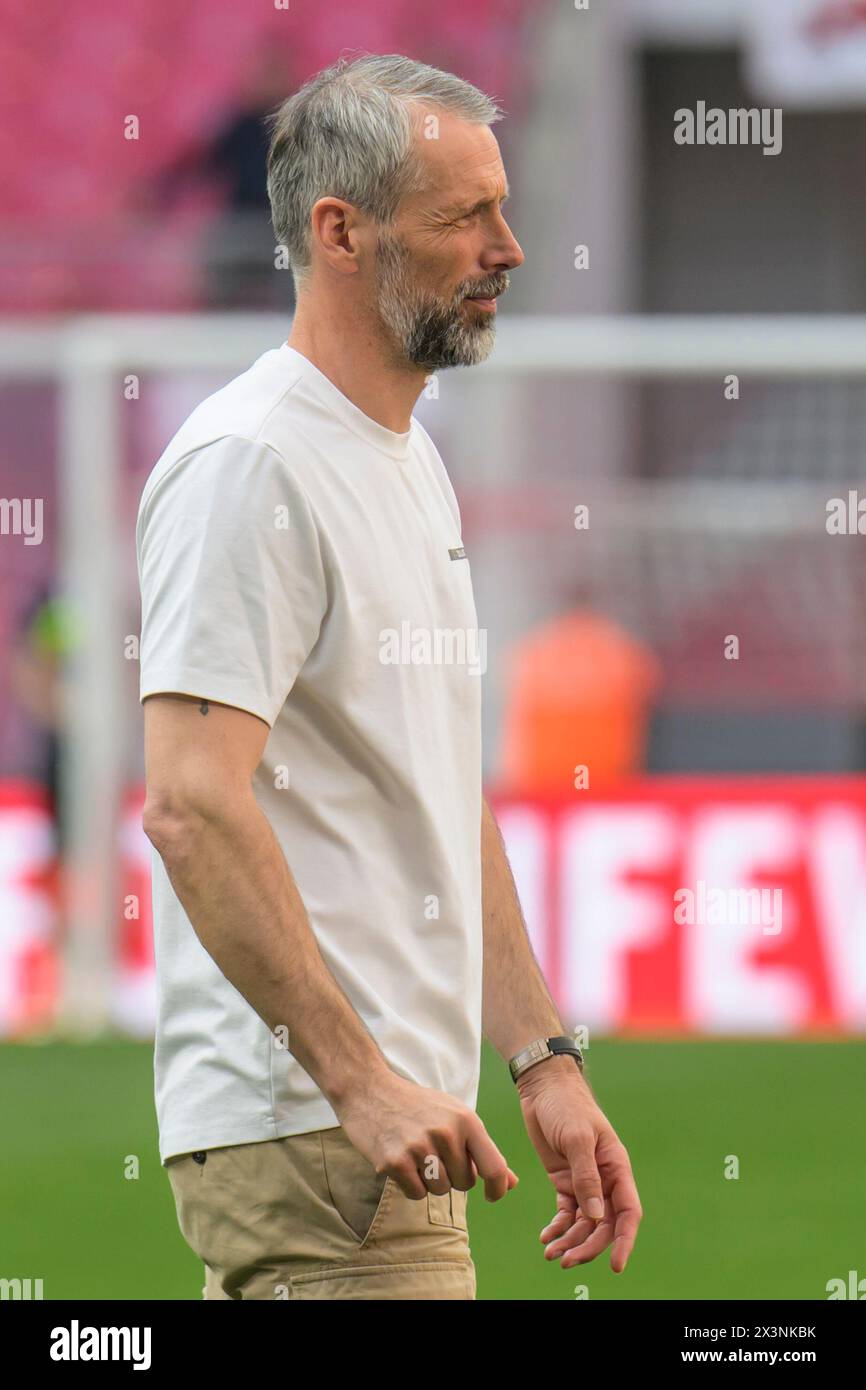 Lipsia, Germania. 27 aprile 2024. Marco Rose (RasenBallsport Leipzig, allenatore), RB Leipzig vs Borussia Dortmund - BVB 09, 1a Bundesliga, calcio, DFB, Bundesliga, 31, stagione 2023/2024, RB Arena, credito: HMB Media/Uwe Koch/Alamy Live News LE NORMATIVE DFB/DFL VIETANO QUALSIASI USO DI FOTOGRAFIE COME SEQUENZE DI IMMAGINI E/O QUASI-VIDEO, 27.04. 2024, crediti: Heiko Becker/Alamy Live News Foto Stock
