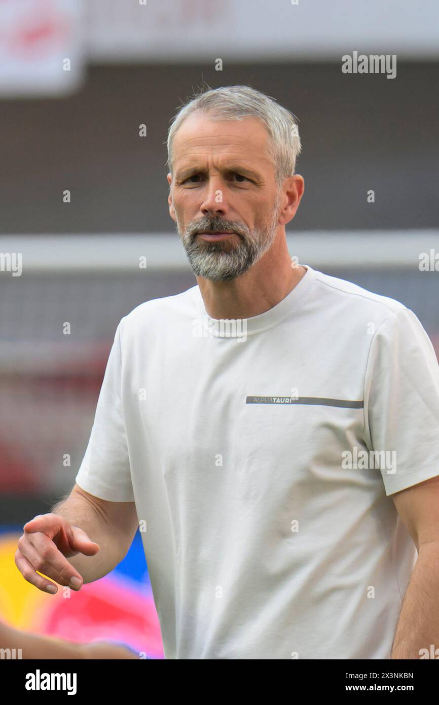 Lipsia, Germania. 27 aprile 2024. Marco Rose (RasenBallsport Leipzig, allenatore), RB Leipzig vs Borussia Dortmund - BVB 09, 1a Bundesliga, calcio, DFB, Bundesliga, 31, stagione 2023/2024, RB Arena, credito: HMB Media/Uwe Koch/Alamy Live News LE NORMATIVE DFB/DFL VIETANO QUALSIASI USO DI FOTOGRAFIE COME SEQUENZE DI IMMAGINI E/O QUASI-VIDEO, 27.04. 2024, crediti: Heiko Becker/Alamy Live News Foto Stock