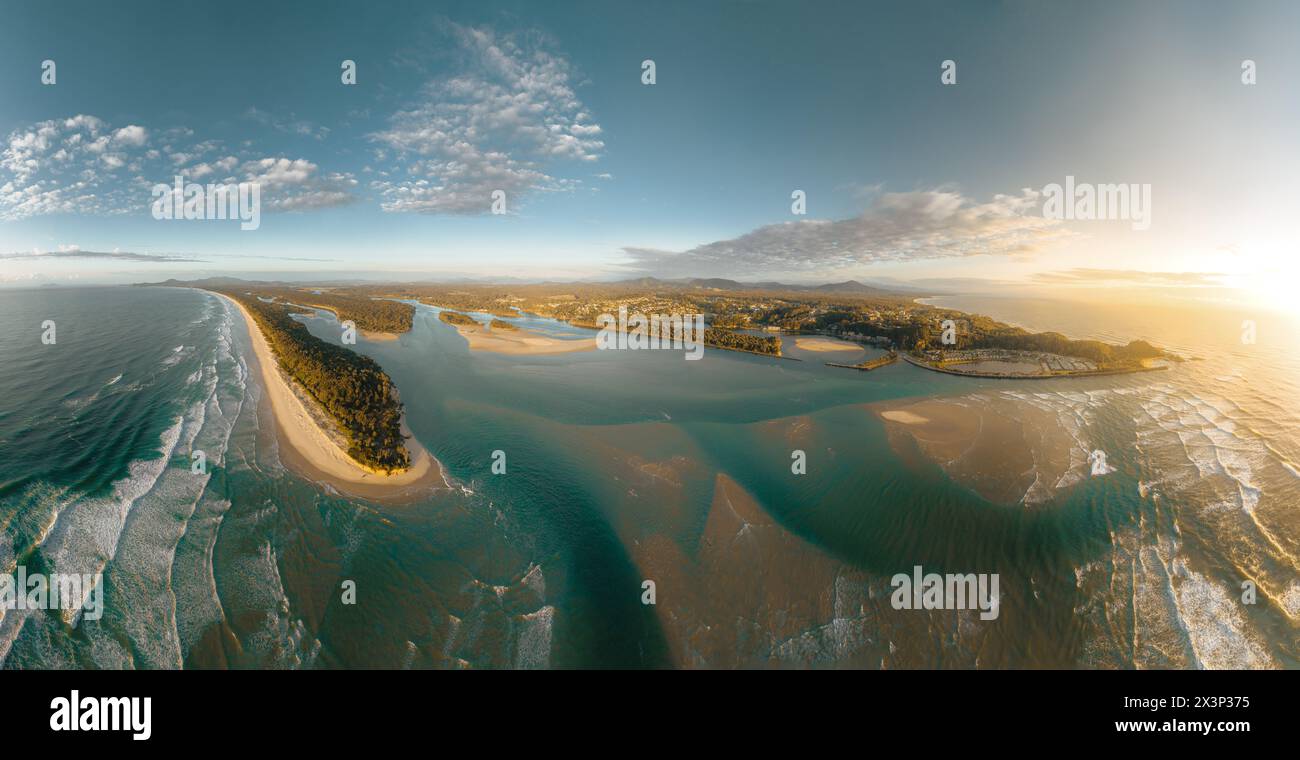 Veduta aerea del fiume Noosa, Byron Gold Coast Sunshine Coast, Australia. Foto Stock