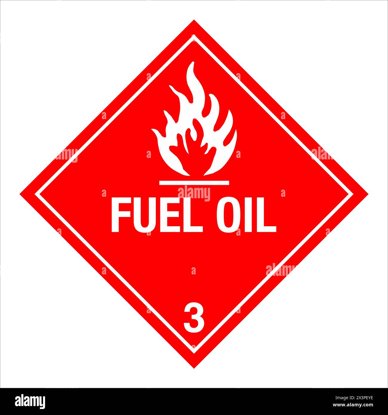 Etichetta materiale pericoloso HAZMAT classe 3 olio combustibile per trasporto IATA Illustrazione Vettoriale