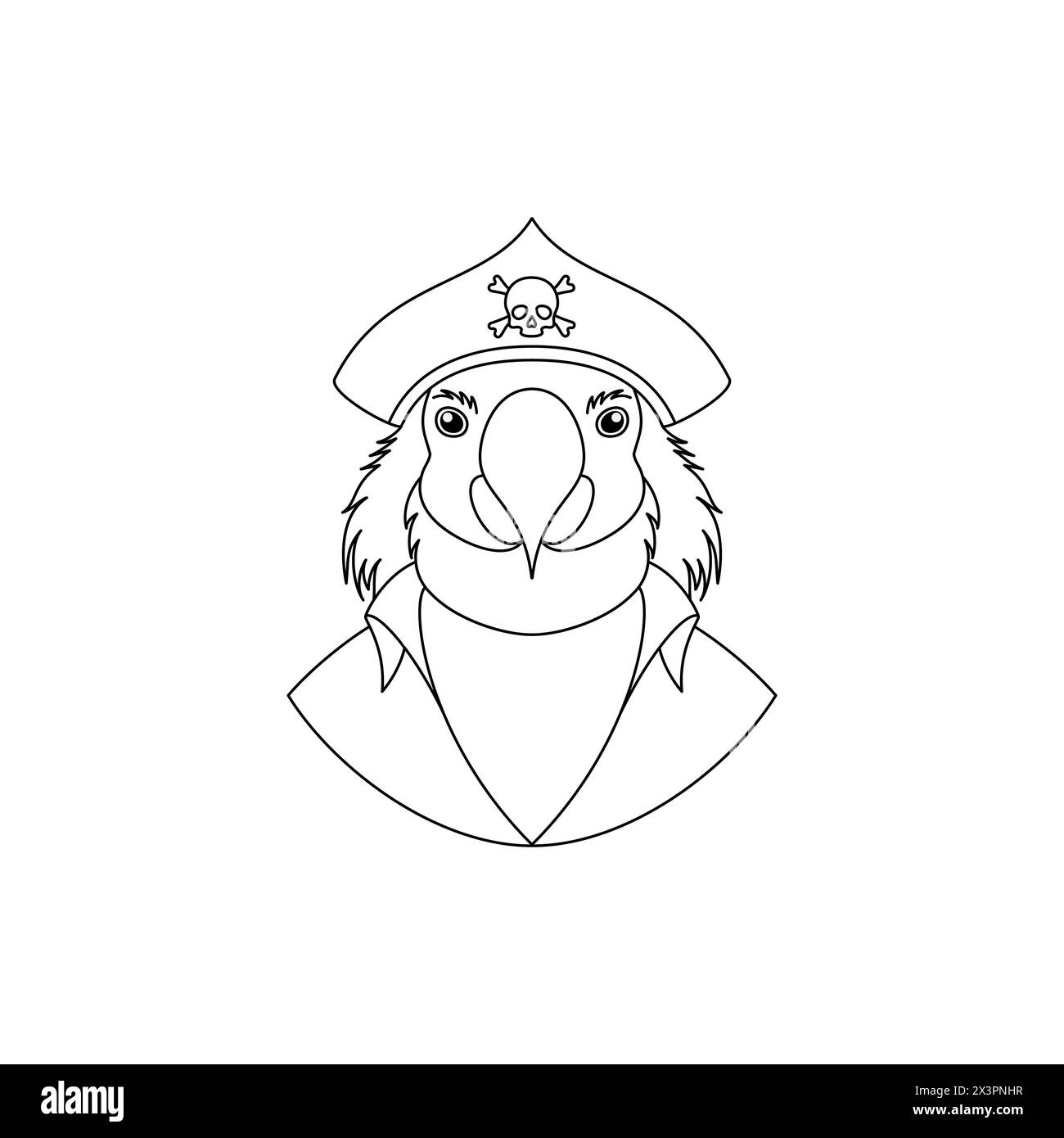 Un'icona di un pirata pappagallo che indossa un cappello. Illustrazione Vettoriale