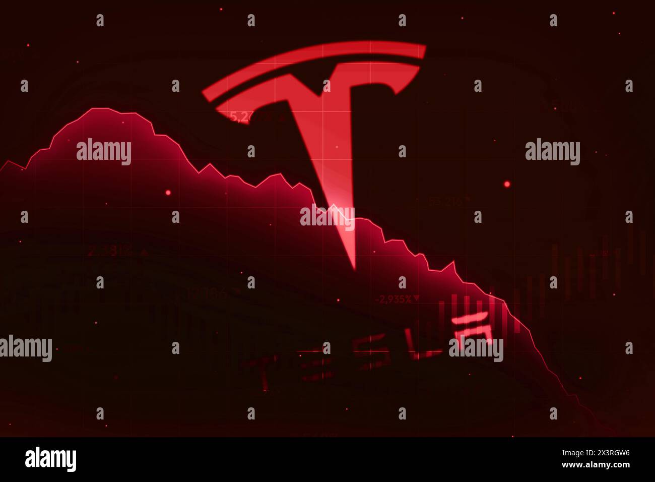 Tesla ha perso un record con meno ordini di veicoli elettrici quest'anno, concetto di notizie editoriali. Azienda produttrice di auto EV Tesla in perdita, editoriale Foto Stock