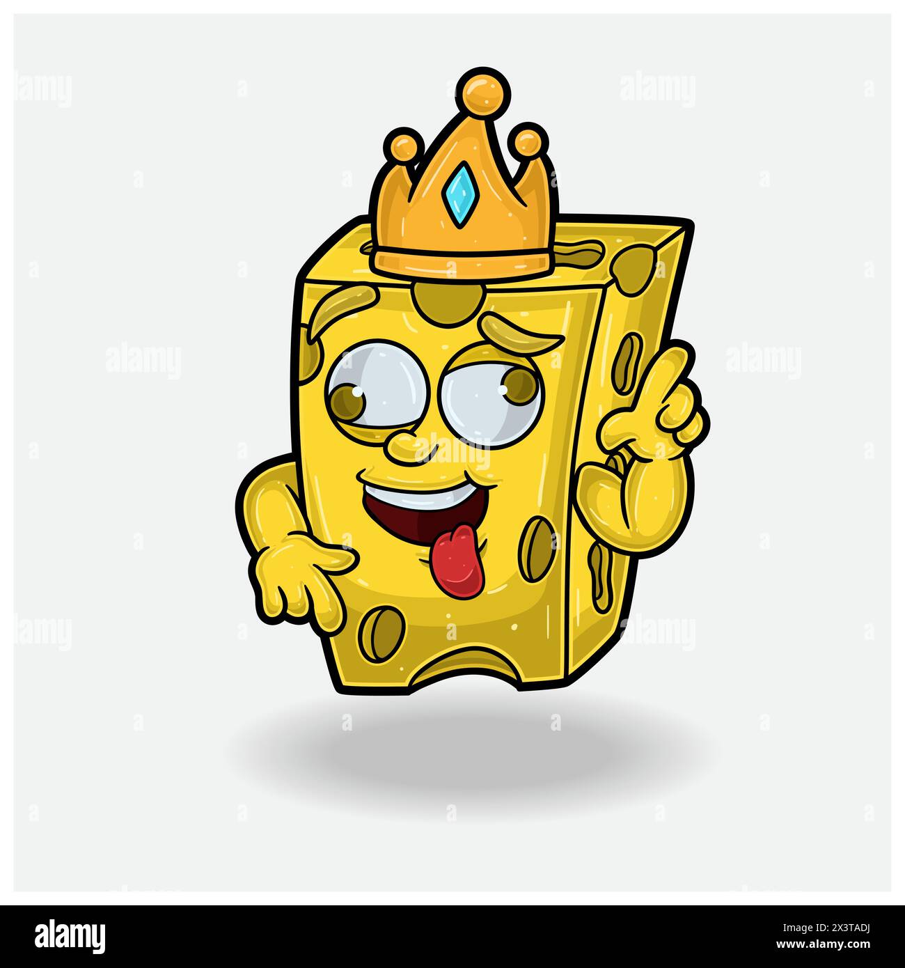 Cartoon personaggio di Cheese Mascot con espressione pazza. Illustrazioni vettoriali Illustrazione Vettoriale