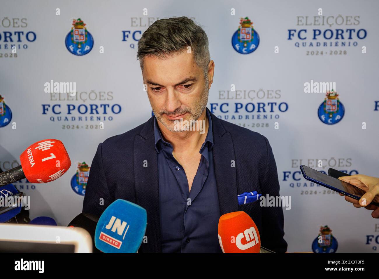 Porto, Portogallo. 27 aprile 2024. Porto, 04/27/2024 - elezioni per la presidenza del Futebol Clube do Porto a Estádio do Dragão. Vitor Baía (Miguel Pereira/Global Imagens) credito: Atlantico Press/Alamy Live News Foto Stock