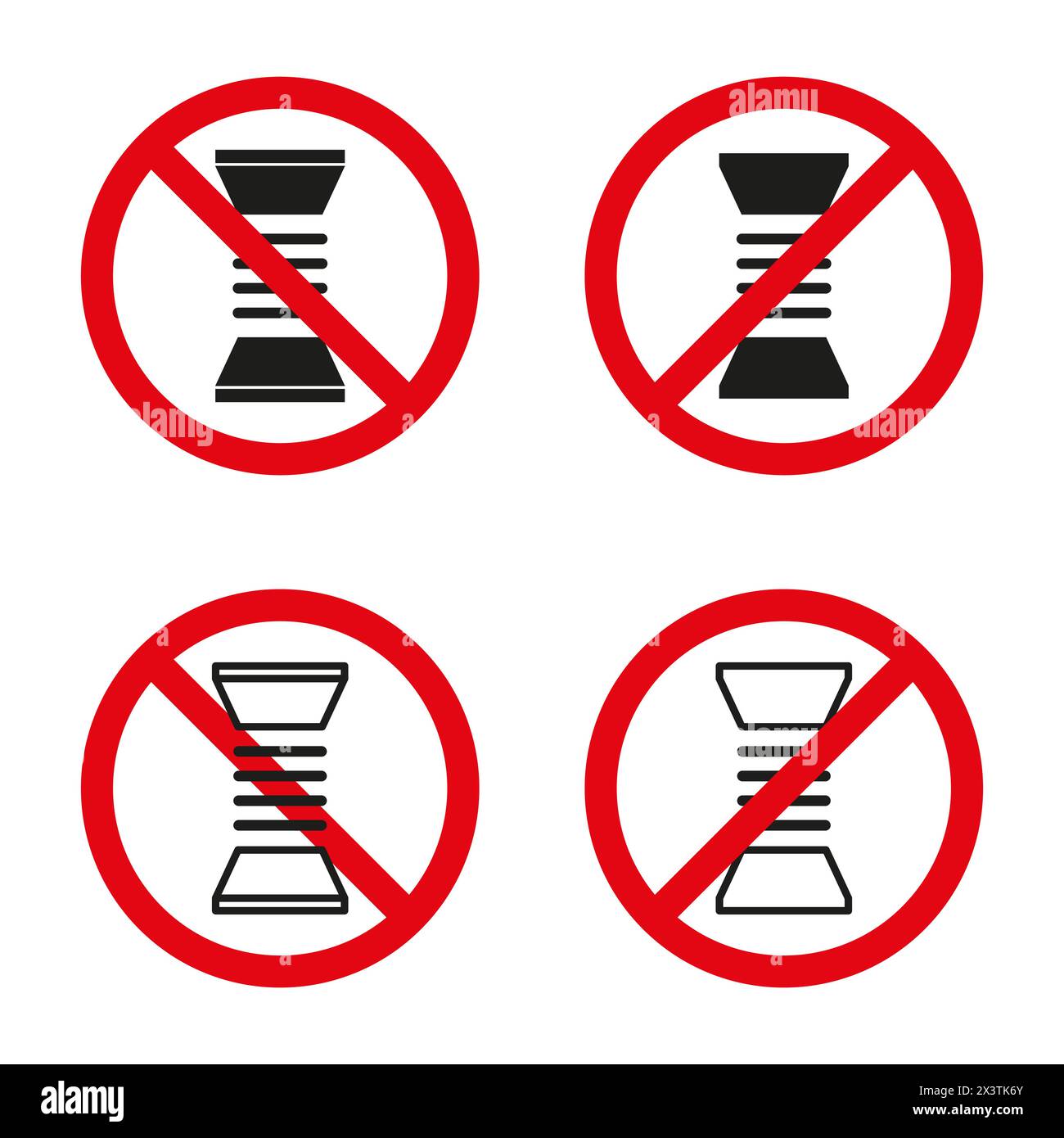 Simboli di energia nucleare proibiti. Nessun segnale di potenza atomica. Avvertenze anti-radiazioni. Illustrazione vettoriale. EPS 10. Illustrazione Vettoriale