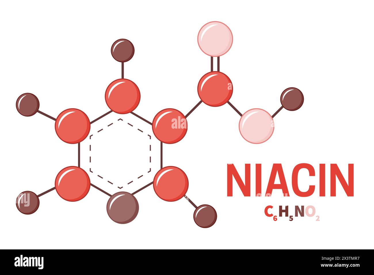 Illustrazione della struttura delle molecole con niacina o vitamina B3 Illustrazione Vettoriale