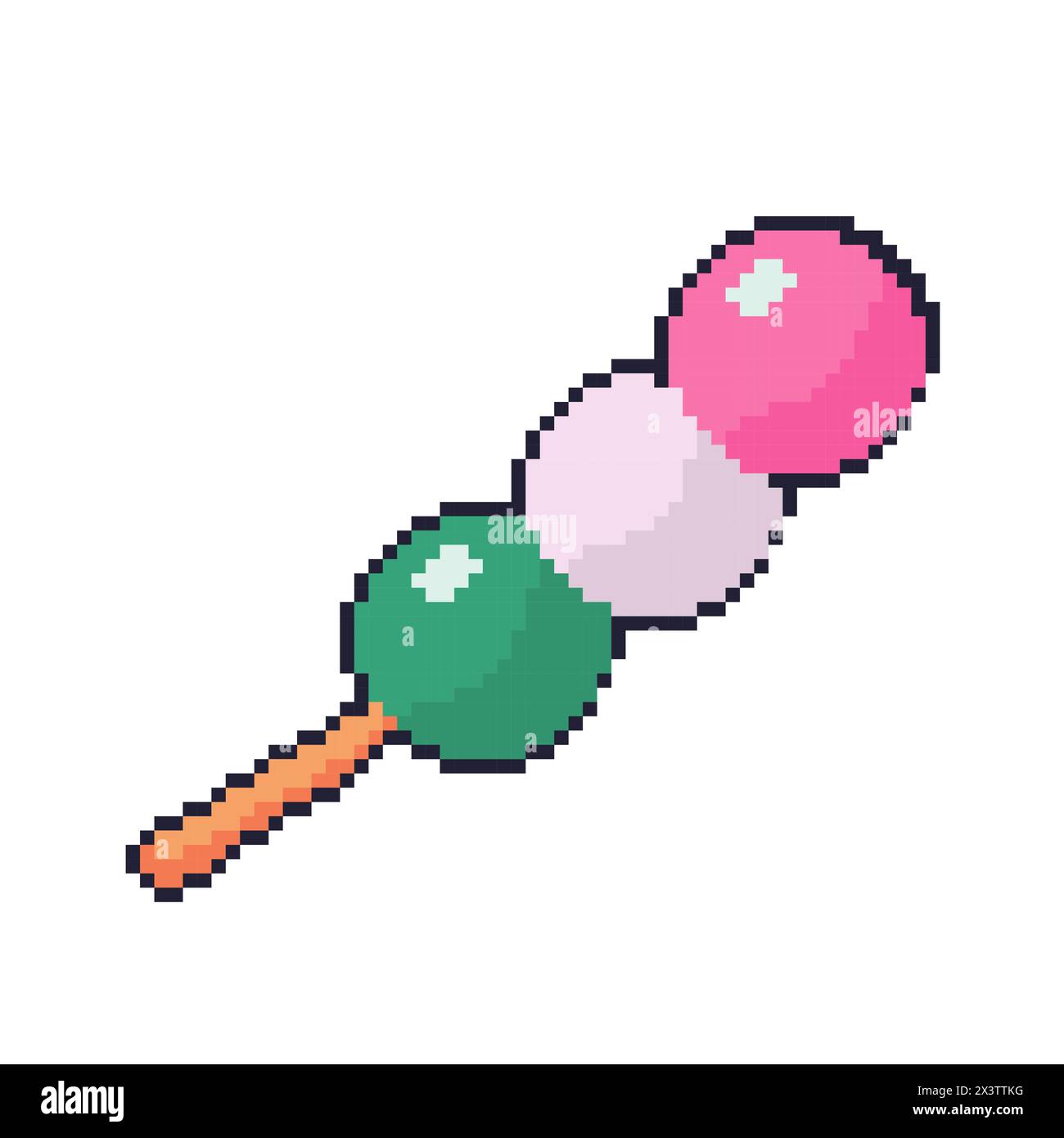 Illustrazione vettoriale del cibo Dango con Pixel Art Design, perfetta per progetti a tema di risorse alimentari Illustrazione Vettoriale