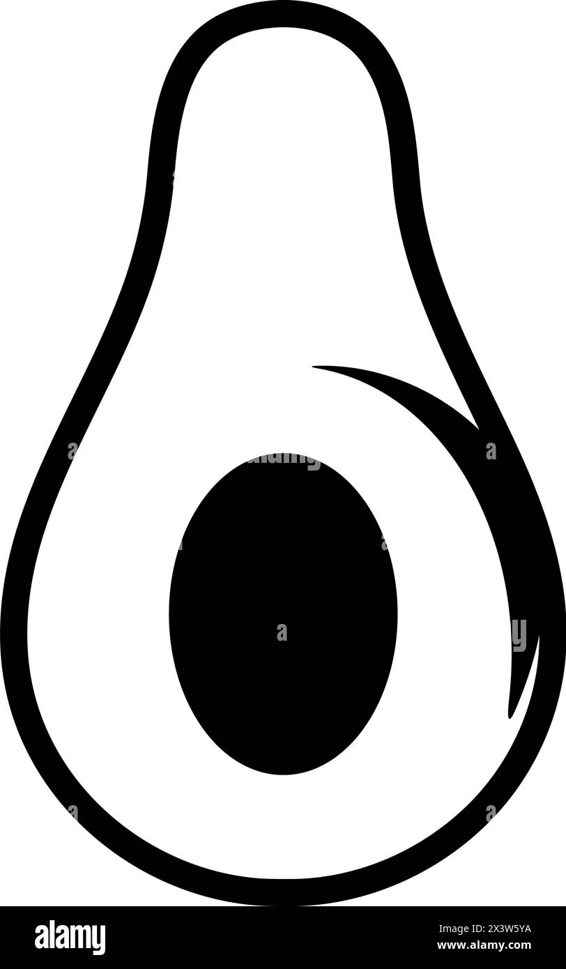 Un avocado tagliato a metà in stile grafico vettoriale Illustrazione Vettoriale