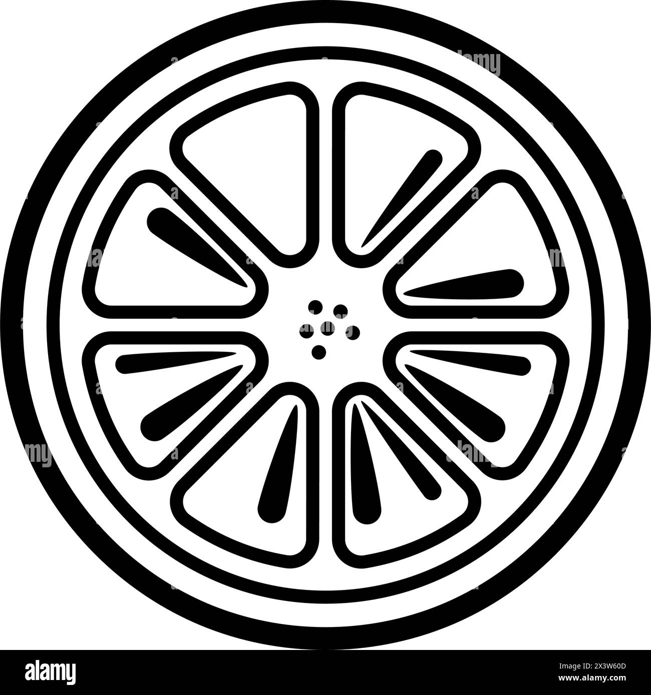 Sezione trasversale di un arancio a fette in stile vettoriale Illustrazione Vettoriale