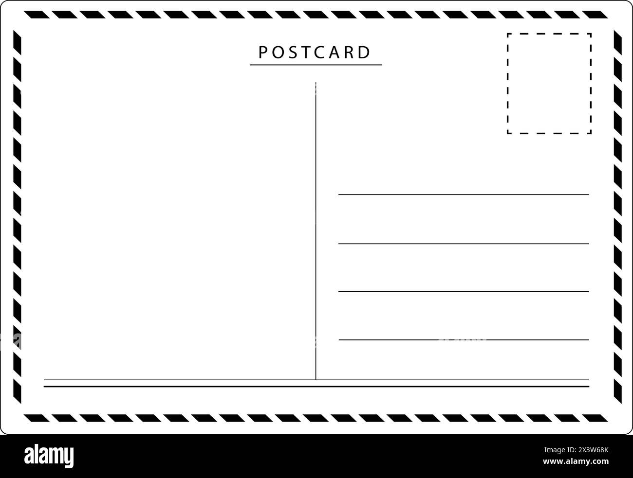 Una classica vista posteriore da cartolina da viaggio in stile Air mail con spazio per le copie in stile line art vettoriale Illustrazione Vettoriale