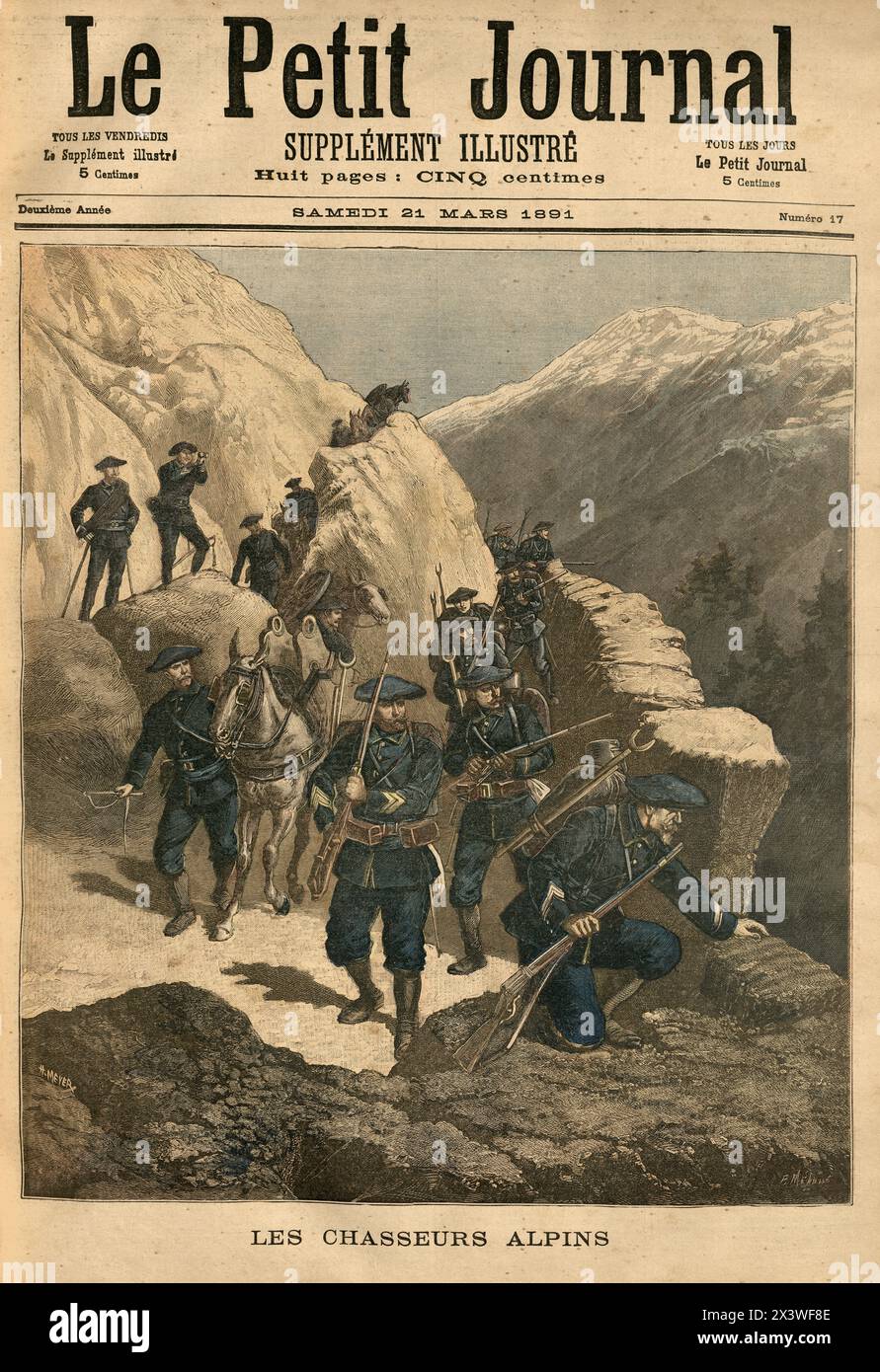 Chasseurs Alpins, forza d'élite di fanteria di montagna dell'esercito francese, storia militare degli anni '1890, XIX secolo Foto Stock