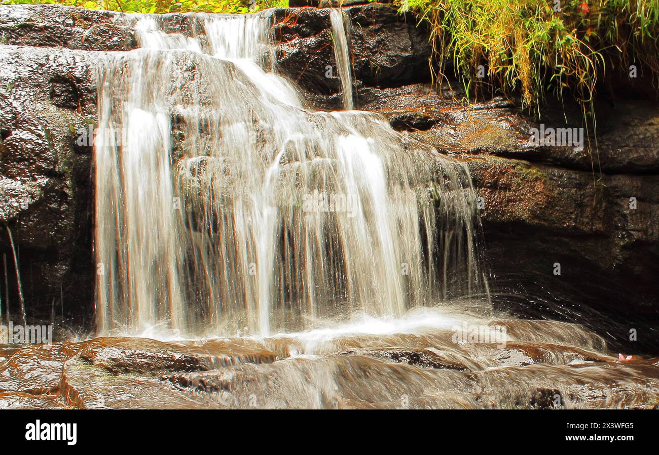 splendida cascata vattakanal sul fiume levinge, in una foresta pluviale tropicale ai piedi delle montagne palani a kodaikanal in tamilnadu. india Foto Stock