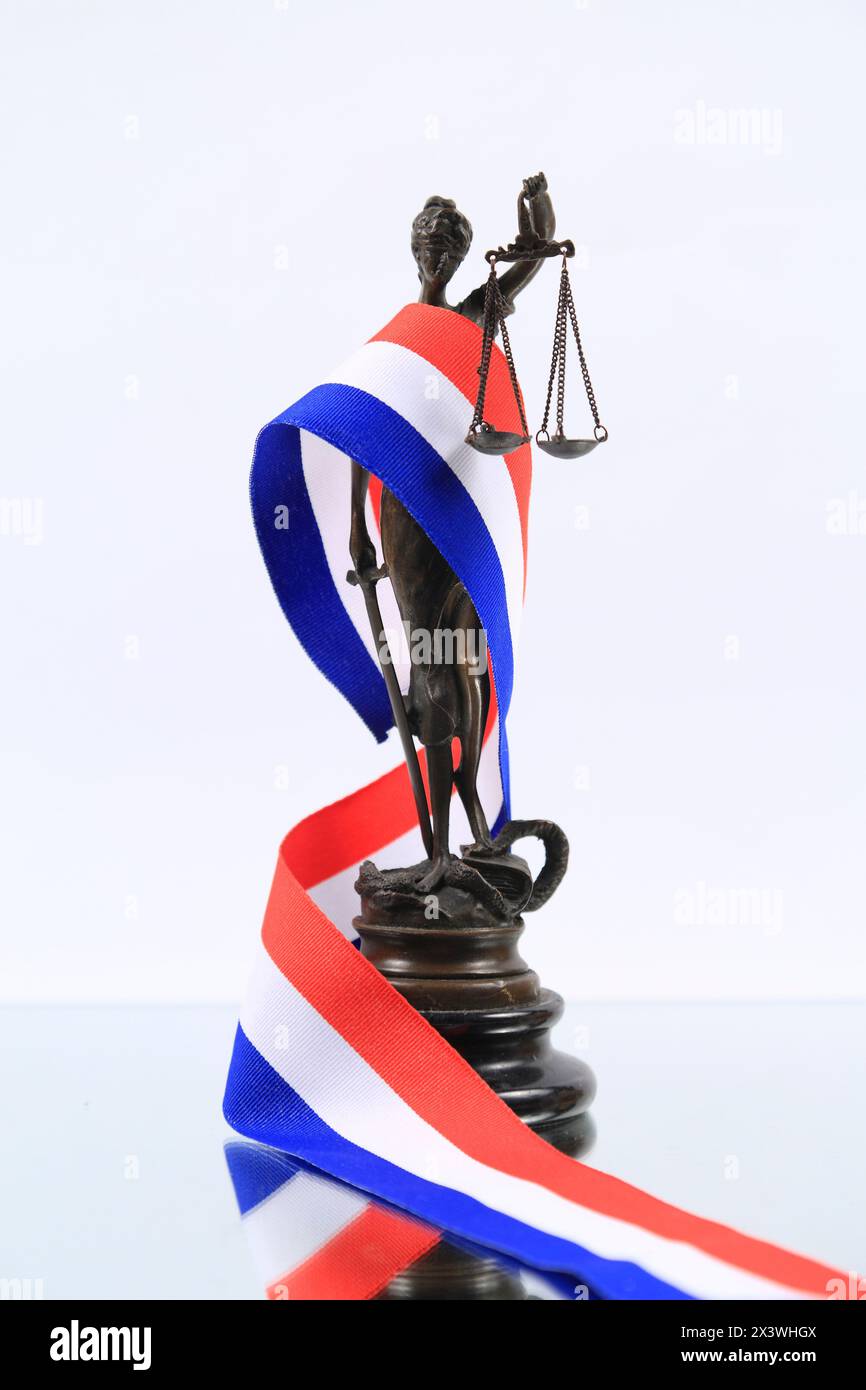 Natura morta sul tema della giustizia in Francia Foto Stock