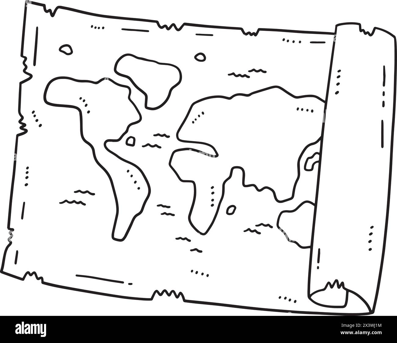 Mappa pagina colorata isolata per bambini Illustrazione Vettoriale
