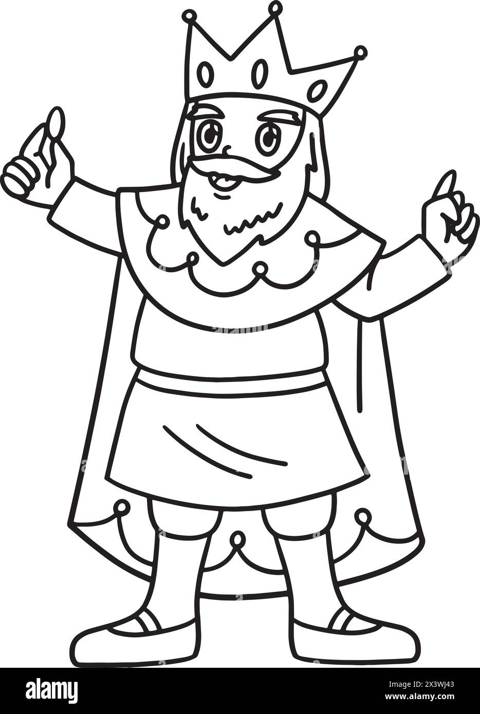 Columbus Day King Isolated Coloring Page per bambini Illustrazione Vettoriale