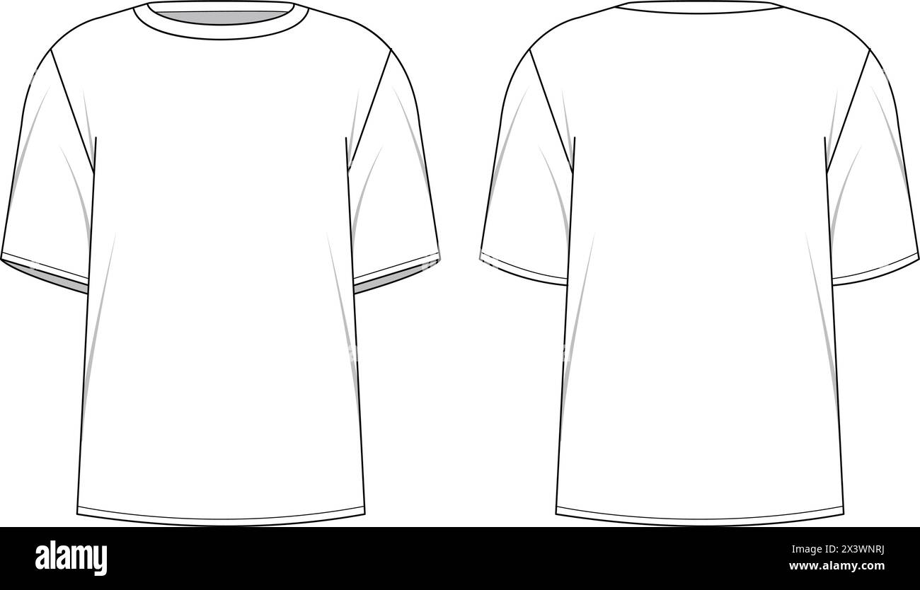 T-shirt dal design tecnico. Abiti da uomo alla moda con manica a gomito e scollo rotondo. Design del modello di abbigliamento maschile sportivo o quotidiano, elemento vettoriale decente Illustrazione Vettoriale