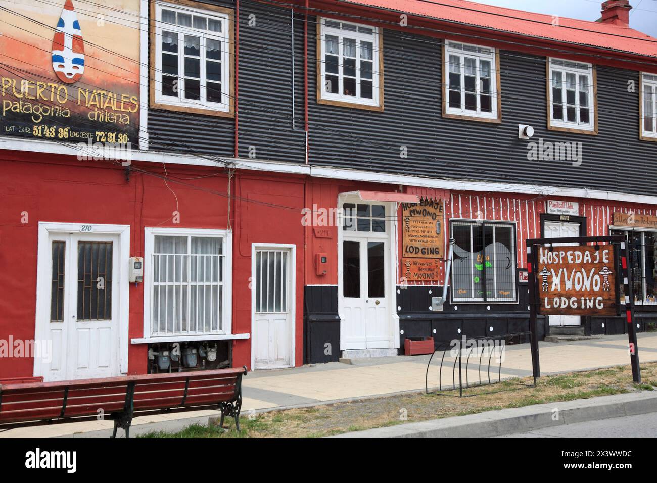 Il Cile, Magallanes, Puerto Natales, ostello, scene di strada, Foto Stock