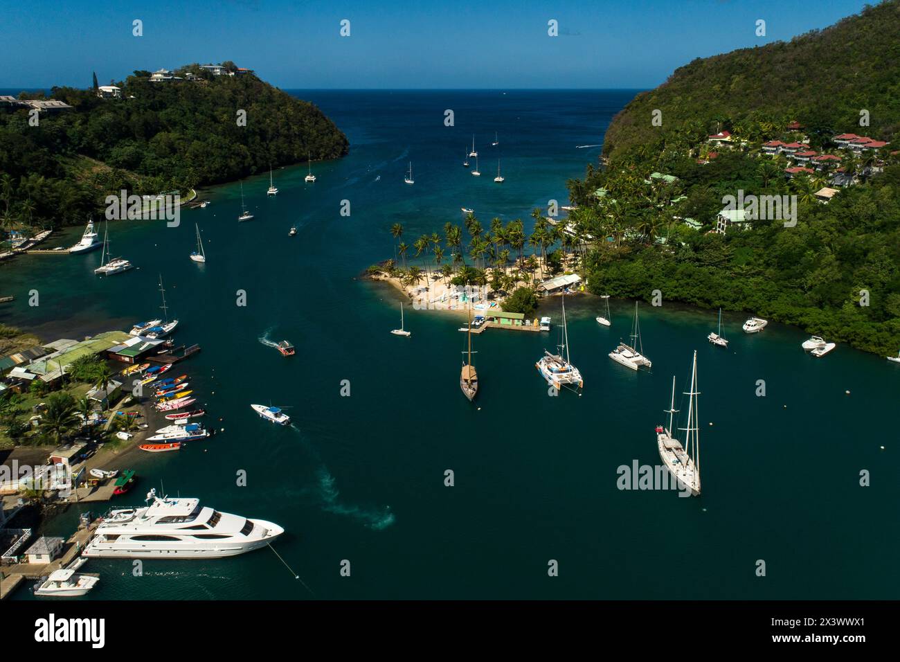 Indie occidentali inglesi, Saint Lucia. Marigot Bay Foto Stock