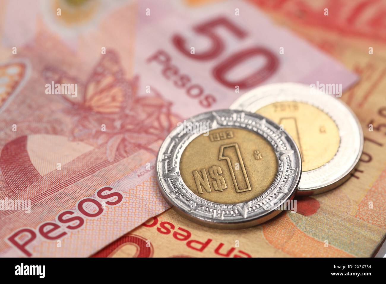 Pesos messicani Foto Stock