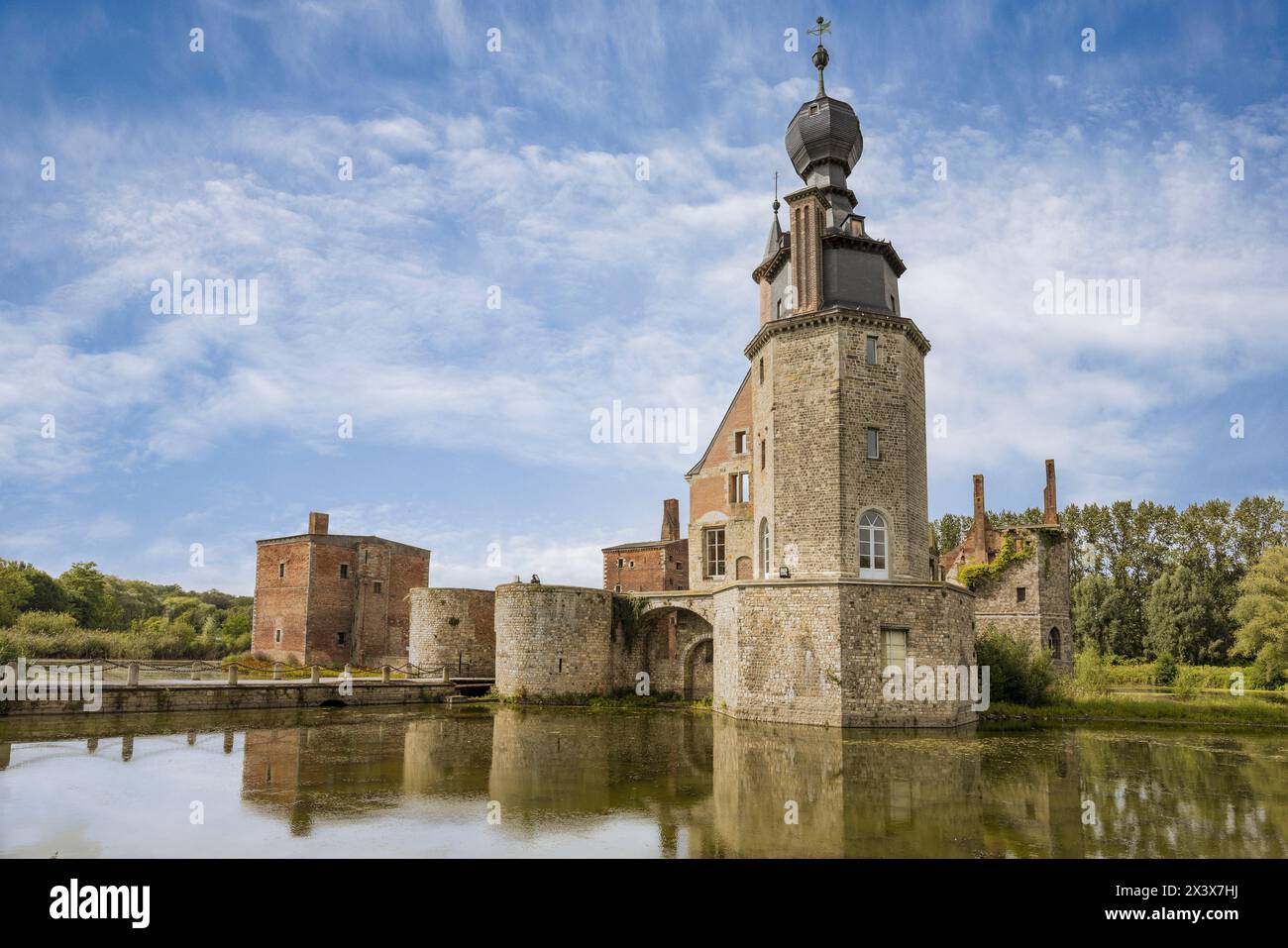 Castello in rovina, Chateau d'Havre, Hainault, Vallonia, Belgio Foto Stock