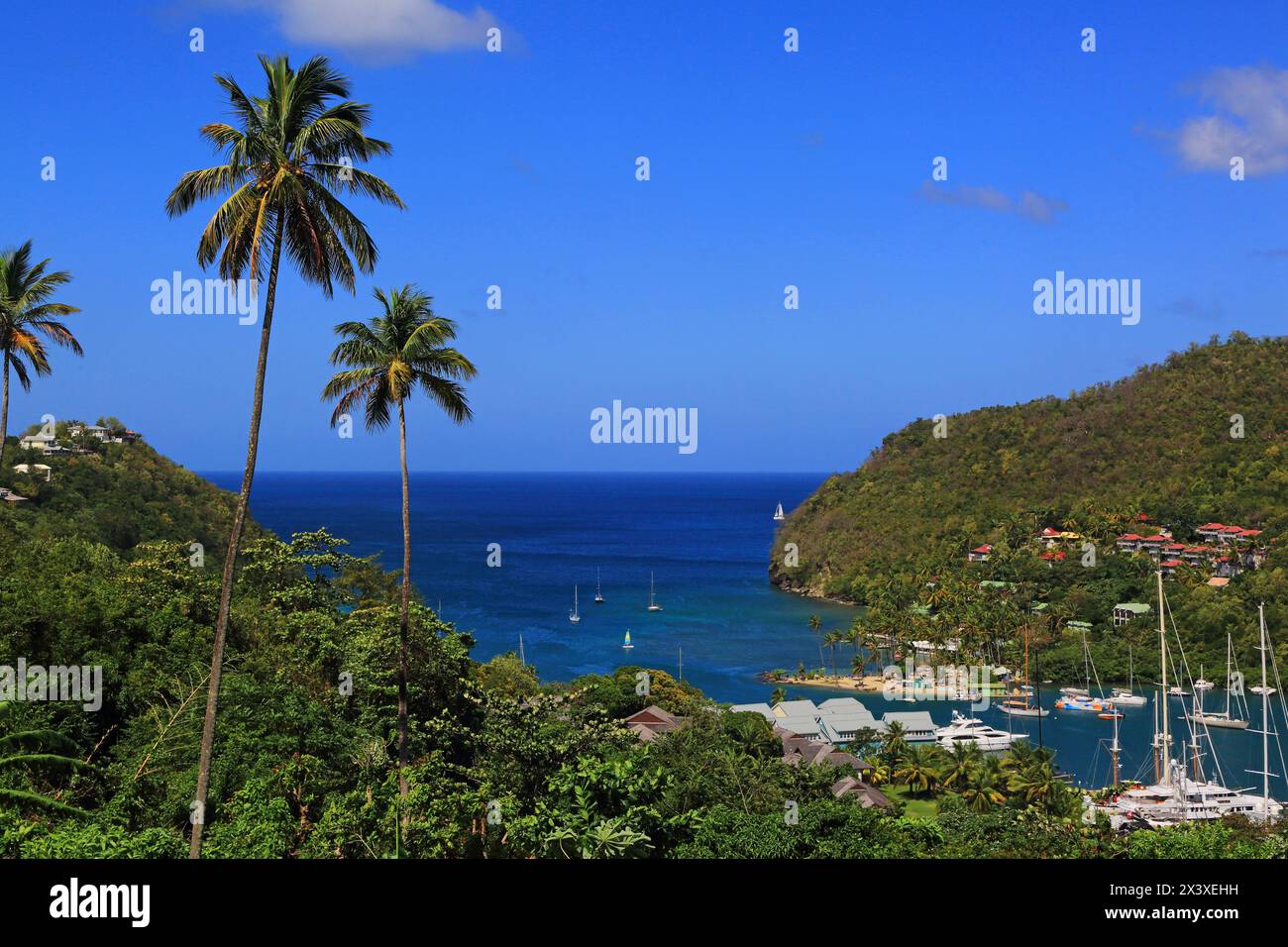 Indie occidentali inglesi, Saint Lucia. Marigot Bay Foto Stock